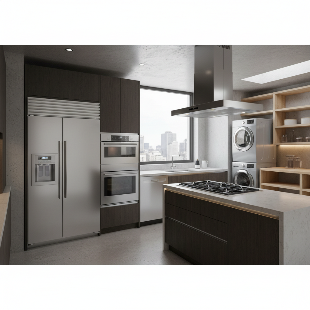 Premium household appliances in luxury home environment